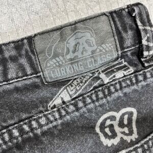 Lurking Class Graphic Print Jeans Skate Punk Men 36 Black‎ Gothic death hearse